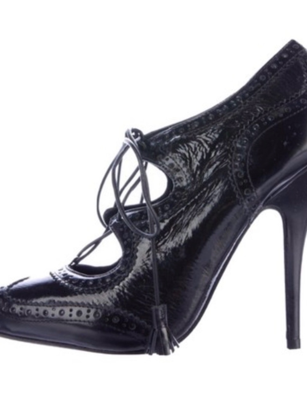Tory Burch Black Patent Lace-Up Hawthorn  Stiletto Pump